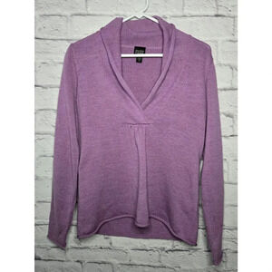 Eileen Fisher 100% Italian merino wool vneck purple pullover sweater PS.